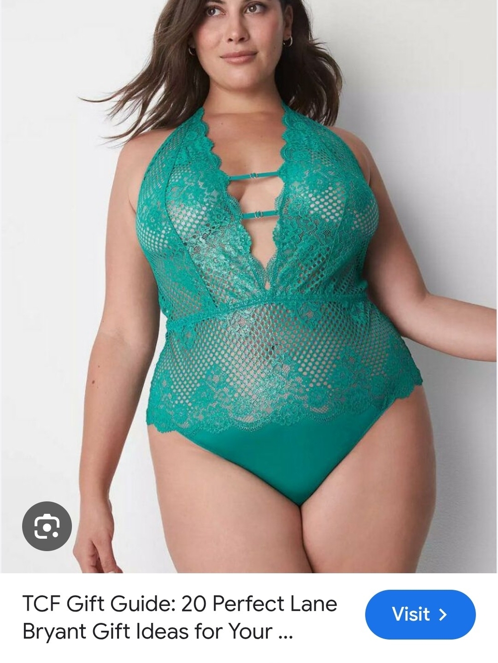 Lane Bryant/cacique Teal Lace Halter Thong Lingerie 22/24